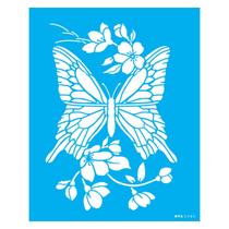 Stencil de Acetato para Pintura 20x25 cm OPA - 3385 - Borboletas E Cerejeiras