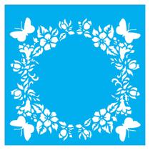 Stencil de Acetato para Pintura 30,5x30,5 cm OPA - 2294 - Mandala Borboletas e Florais