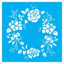 Stencil de Acetato para Pintura 30,5x30,5 cm OPA - 2301 - Mandala Rosas