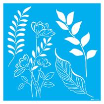 Stencil de Acetato para Pintura 30,5x30,5 cm OPA - 3370 - Orgânico, Papoulas e Folhas