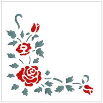 Stencil de Acetato para Pintura OPA 14 x 14 cm - 983 Cantoneira Rosas