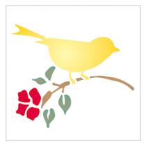 Stencil de Acetato para Pintura OPA 14 x 14 cm - 997 Pássaro com Flor