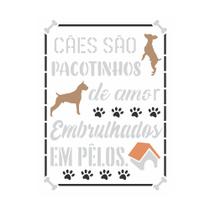 Stencil de Acetato para Pintura OPA 15 x 20 cm - 3053 Pet Frase Cães São Pacotinhos