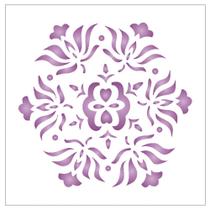 Stencil de Acetato para Pintura OPA Simples 10 x 10 cm - 458 Mandala Flor Pequena