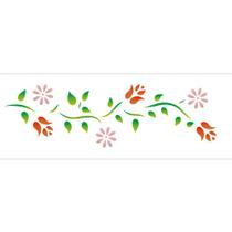 Stencil de Acetato para Pintura OPA Simples 10 x 30 cm - 729 Flores e Botões