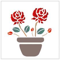 Stencil de Acetato para Pintura OPA Simples 14 x 14 cm - 1003 Vaso Com Rosas