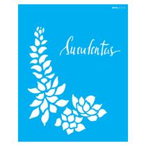 Stencil de Acetato para Pintura Opa Simples 20 X 25 Cm - 2514 Plantas Suculenta Ii