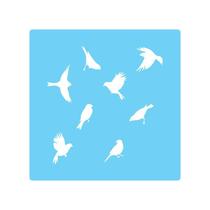 Stencil De Parede Tamako Pássaros - 55 X 55Cm - Ref 295 Stencil De Parede Tamako Pássaros - 55 X 55Cm - Ref 295