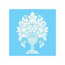 Stencil De Parede Tamako Vaso Floral - 55 X 55Cm - Ref 543 Stencil De Parede Tamako Vaso Floral - 55 X 55Cm - Ref 543