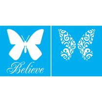 Stencil Duplo De Acetato Para Pintura 14x14 cm OPA - 1370 - Borboleta Believe