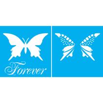 Stencil Duplo De Acetato Para Pintura 14x14 cm OPA - 1371 - Borboleta Forever