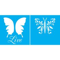 Stencil Duplo De Acetato Para Pintura 14x14 cm OPA - 1372 - Borboleta Live