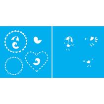 Stencil Duplo De Acetato Para Pintura 14x14 cm OPA - 1379 - Passarinho