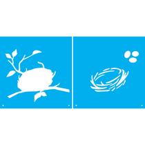 Stencil Duplo De Acetato Para Pintura 14x14 cm OPA - 1747 - Ninho Passarinho