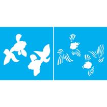 Stencil Duplo De Acetato Para Pintura 14x14 cm OPA - 2027 - Peixe II
