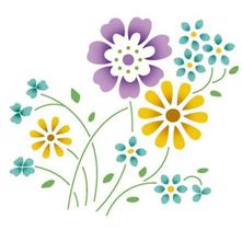 Stencil Especial Margaridas e Flores 10x10 Stx-363 - Litoarte