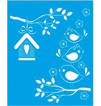 Stencil Especial Pintura Pássaros 21,1x17,2 Stm-110 - Litoarte Stencil Especial Pintura Pássaros 21,1x17,2 Stm-110 - Litoarte