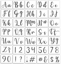 Stencil Letras Alfabeto Cursivo Números 35 Peças 10x7cm - Stencil Submoda