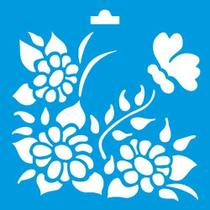 Stencil Litoarte 10 x 10 cm - ST-X-051 Margaridas
