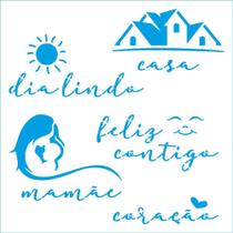 Stencil Litoarte 14 x 14 cm - STA-158 Casa, Dia Lindo, Feliz Contigo, Mamãe, Coração Stencil Litoarte 14 x 14 cm - STA-158 Casa, Dia Lindo, Feliz Contigo, Mamãe, Coração