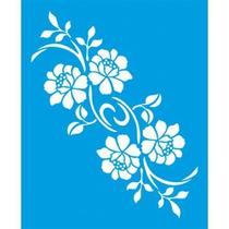 Stencil Litoarte 17 x 21 cm - STM-646 Arranjo De Flores e Folhas