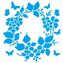 Stencil Litoarte 20 X 20 Cm - Stxx-024 Guirlanda Flores Com Borboleta