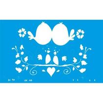 Stencil Litoarte 21 x 34 cm - ST-226 Casal de Passarinhos no Galho Stencil Litoarte 21 x 34 cm - ST-226 Casal de Passarinhos no Galho