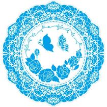 Stencil Litoarte 30 x 30 cm - STQG-031 Guirlanda Rendada, Flores e Borboletas