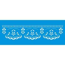 Stencil Litoarte 6,5 x 17 cm - STP-116 Barrado, Flores Rendadas