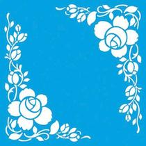 Stencil Litoarte Mara Fernandes 20 x 20 cm - STXX-038 Cantoneiras De Rosas