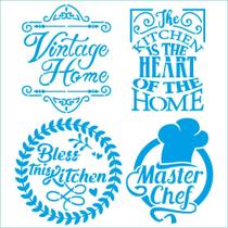 Stencil Litoarte Rose Ferreira 20 x 20 cm - Kit Cozinha : Selos - STXX-249 Stencil Litoarte Rose Ferreira 20 x 20 cm - Kit Cozinha : Selos - STXX-249