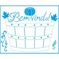 Stencil Litoarte Rose Ferreira 20 x 25 cm - STR-187 Bem-vindo, Morango, Abóboras Sobreposição