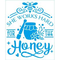 Stencil Litoarte Tays Rocha 17 x 21 cm - STR-733 She Works Hard Stencil Litoarte Tays Rocha 17 x 21 cm - STR-733 She Works Hard