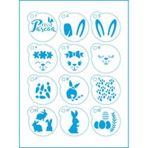 Stencil LT - Kit Mini Chaveiro - Feliz Páscoa Coelhos Stencil LT - Kit Mini Chaveiro - Feliz Páscoa Coelhos