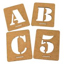 Stencil Molde Números Numeral E Alfabeto Letras Feitas De Madeira Natural Mdf 100mm