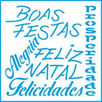 Stencil Natal Litoarte 10 X 10 cm - STNX - 030 Feliz Natal,Alegria,Felicidades...