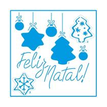 Stencil Natal Litoarte 14 X 14 cm - STAN - 011 Feliz Natal e Enfeites - Sobreposição