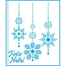 Stencil Natal Litoarte 17 X 21 cm - STMN - 038 Flocos de Gelos Pendurados