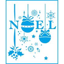 Stencil Natal Litoarte 17 X 21 cm - STMN - 071 Noel, Flocos de Neve e Bolas de Natal