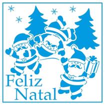Stencil Natal Litoarte 20 X 20 cm - STXXN - 007 Papais Noeis Divertidos
