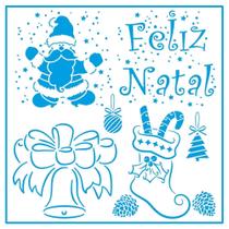 Stencil Natal Litoarte 20 X 20 cm - STXXN - 013 Feliz Natal e Desenhos