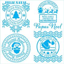Stencil Natal Litoarte 20 X 20 cm - STXXN - 016 Selos Natalinos