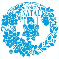 Stencil Natal Litoarte 20 X 20 cm - STXXN - 033 Papai Noel no Balanço