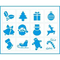Stencil Natal Litoarte 25 X 20 Cm - STRN - 004 Elementos Natalinos