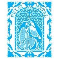 Stencil Natal Litoarte 25 X 20 cm - STRN - 015 Presépio em Vitral