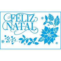 Stencil Natal Litoarte 34 X 21 cm STNGG - 026 Arranjo Natal Feliz Natal