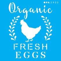 Stencil Opa 10 X 10 cm - Farmhouse Organic Fresh Eggs - 2903 - Opa Criando Arte