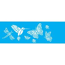 Stencil Opa 10 x 30 cm - Borboleta, Passáro e Abelhas - 1463