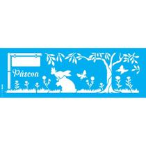 Stencil Opa 10 x 30 cm - Coelho e Borboletas - 3477