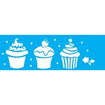 Stencil Opa 10 x 30 cm - Cupcakes - 1866